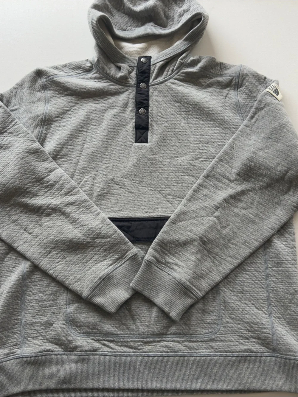 EUC Men's The North Face Heather Gray Fleece 3/4 Snap Up Pullover Size XL (KB9)